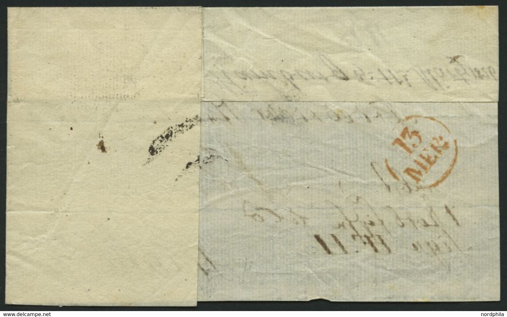 HAMBURG VORPHILA 1826, HAMBURG, L1 Auf Begleitschein Nach Hannover, Handschriftlich Nebst 1 Korb..., Roter Datumsstempel - Prephilately