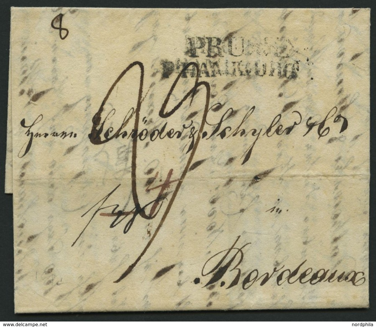 HAMBURG VORPHILA 1812, PRUSSE P. HAMBOURG, L2 Auf Brief Nach Bordeaux, Feinst - Prephilately