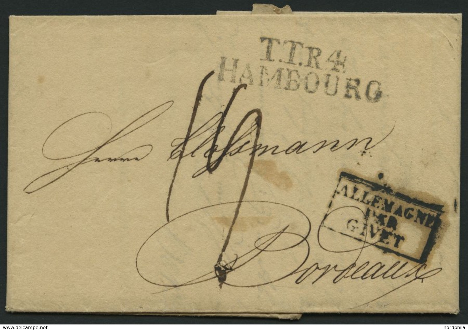 HAMBURG TT PA 1820, TT.R.4 HAMBOURG, L2 Auf Circulair Nach Bordeaux Und R3 Allemagne Par Givet, Pracht - Other & Unclassified