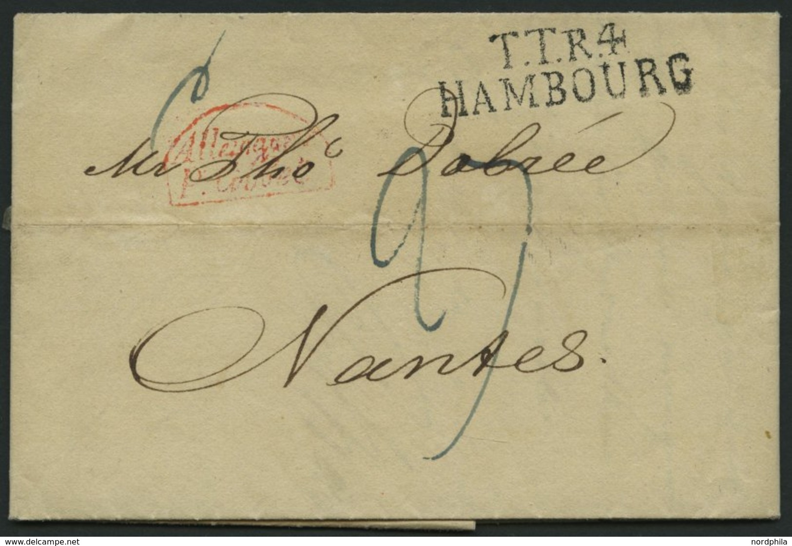 HAMBURG - THURN UND TAXISCHES O.P.A. 1828, TT.R.4. HAMBOURG, L2 Auf Brief Nach Nantes, Mit ALLEMAGNE P. GIVET, Pracht - Otros & Sin Clasificación