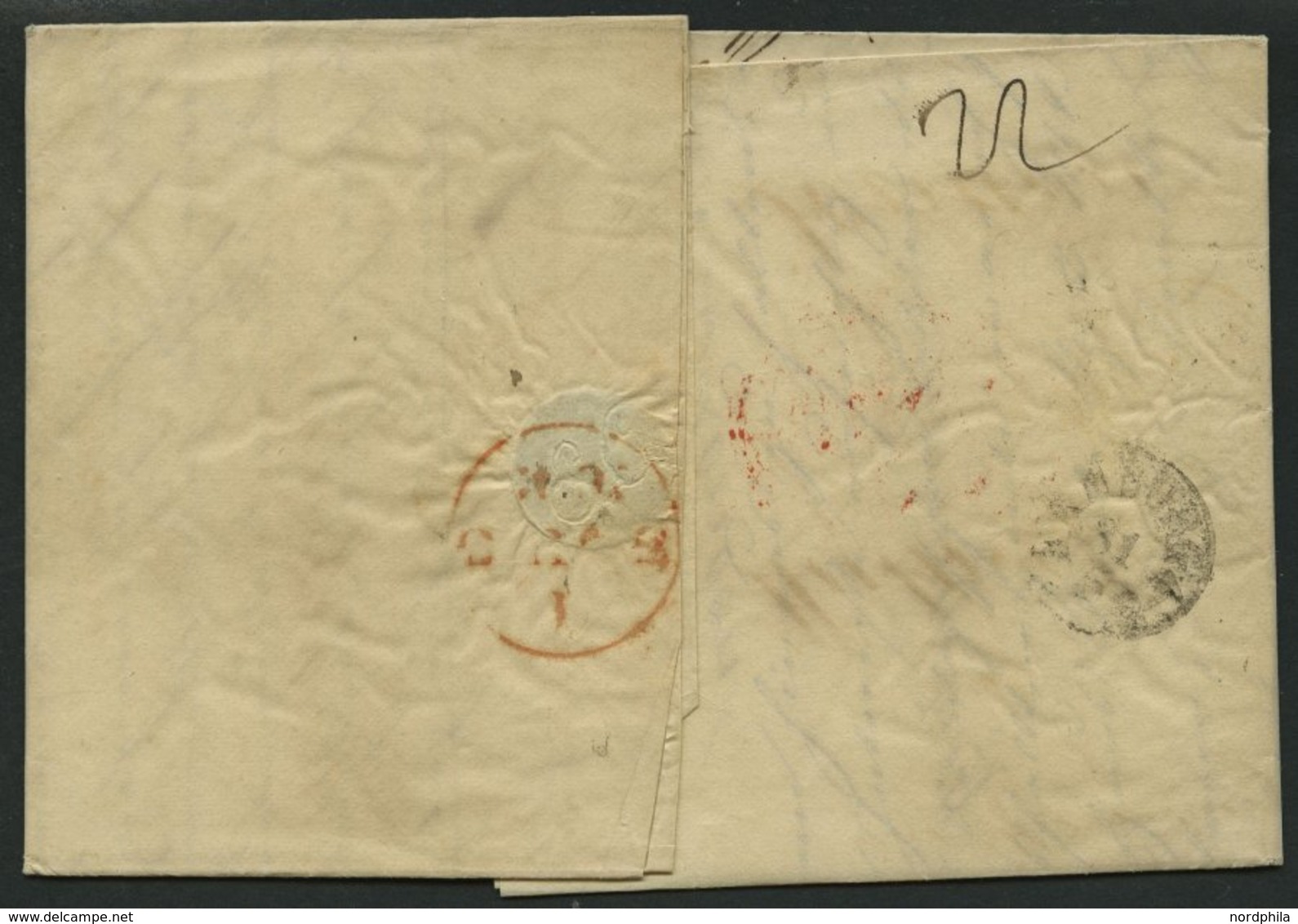 HAMBURG - GRENZÜBERGANGSSTEMPEL 1842, T 31 MAY, In Rot Auf Brief Von Königsberg (K1) über Hamburg (rückseitiger K1) Nach - [Voorlopers