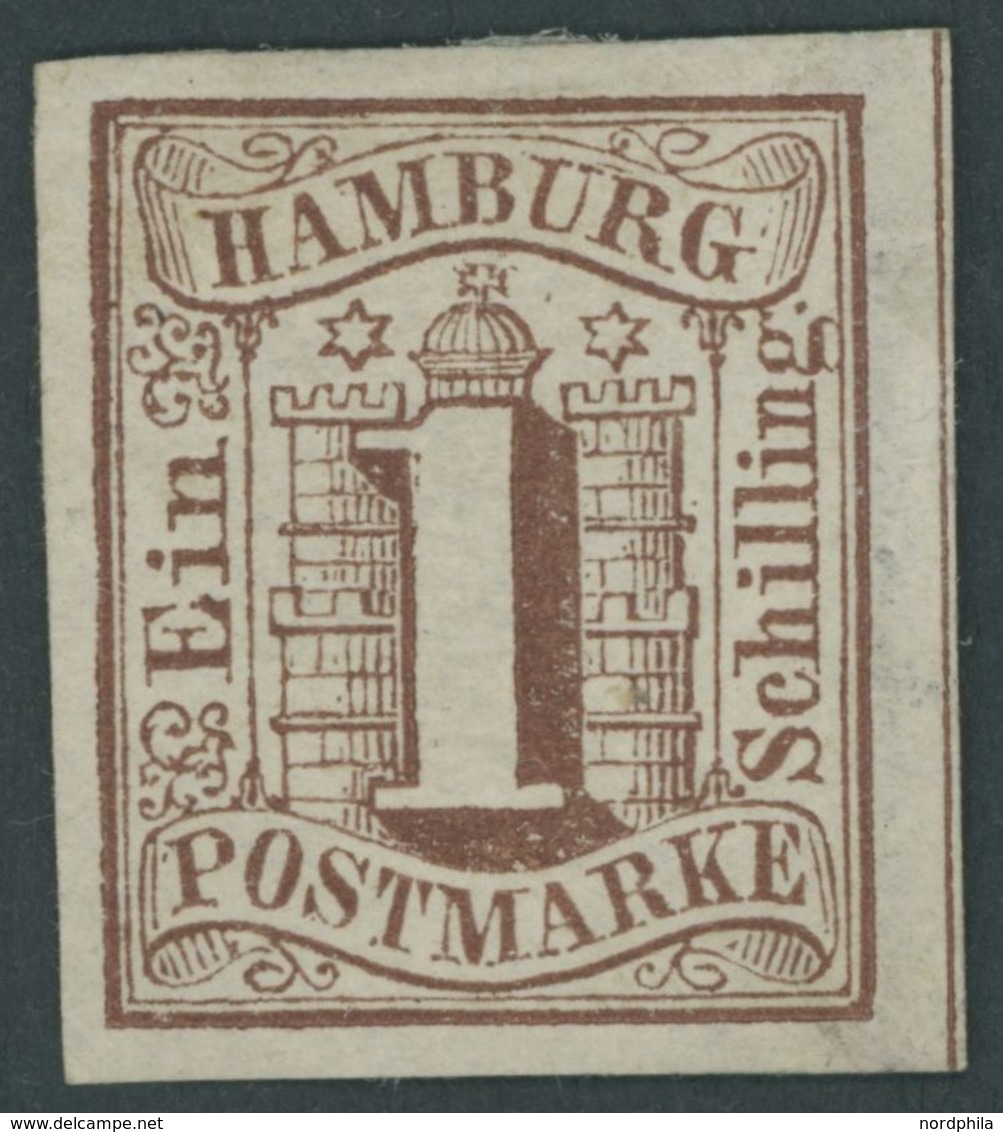 HAMBURG 2 *, 1859, 1 S. Lebhaftrotbraun, Falzreste, Pracht, Mi. 130.- - Hamburg (Amburgo)