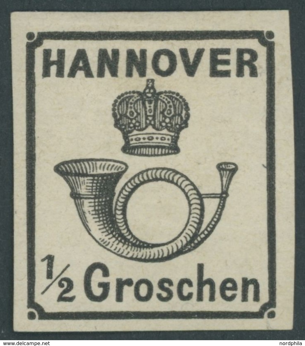 HANNOVER 17y *, 1860, 1/2 Gr. Schwarz, Breitrandig, Falzreste, Pracht, Mi. 120.- - Hanovre