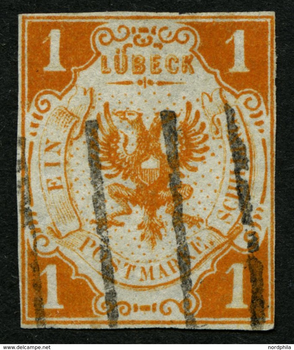 LÜBECK 2 O, 1859, 1 S. Schwarzlichorange, Kleine Helle Stelle, Sonst Farbfrisches Allseits Vollrandiges Prachtstück, Fot - Lubeck