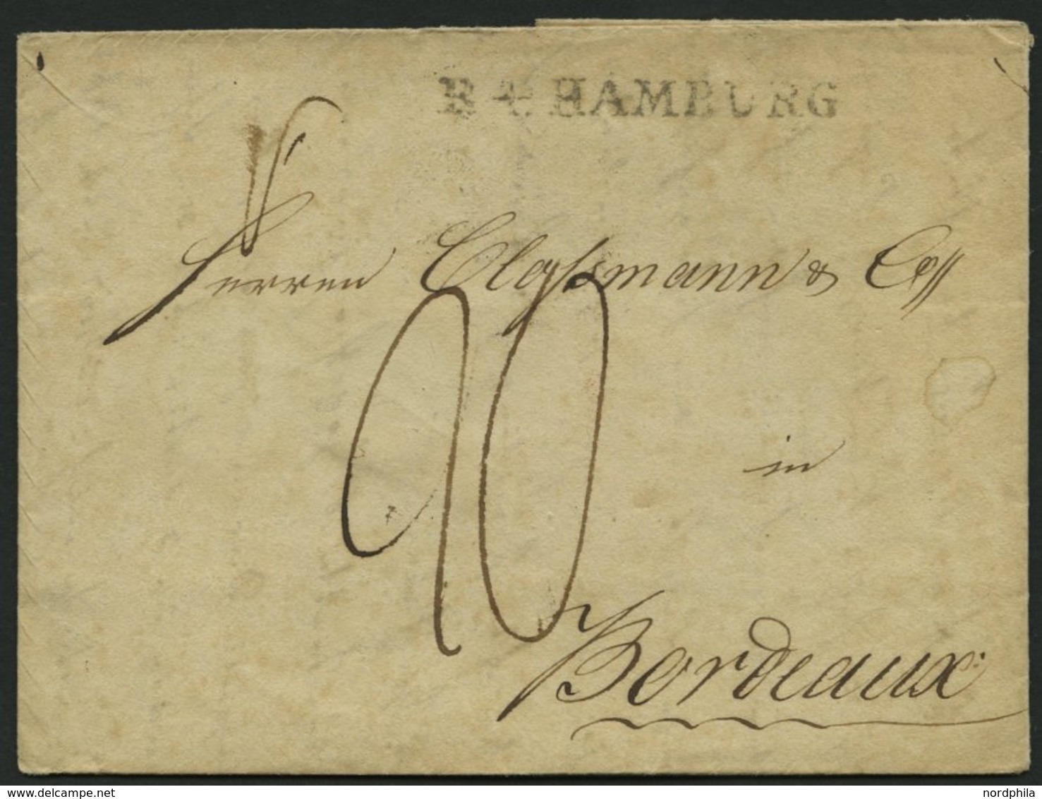 PREUSSEN Feldpost: 1815, Schwarzer Zensurstempel: KÖNIGL. PREUSS. ARMEE POLIZEI, Rückseitig Auf Brief Von Hamburg (L1) N - Prephilately