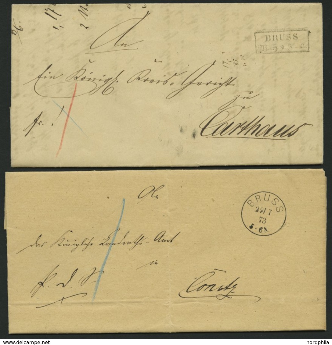 PREUSSEN BRUSS, 5 Belege Von 1864-73, Dabei Krone-Posthornstempel, Meist Pracht - Autres & Non Classés