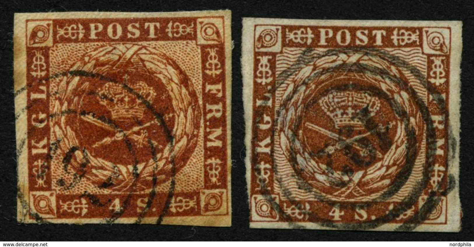 SCHLESWIG-HOLSTEIN DK 4,7 O, 192 (SCHLESW. BAHNPOST-SPEDITIONSBUREAU) Auf 4 S. Punktiert Und Liniert, 2 Werte Feinst/Pra - Schleswig-Holstein