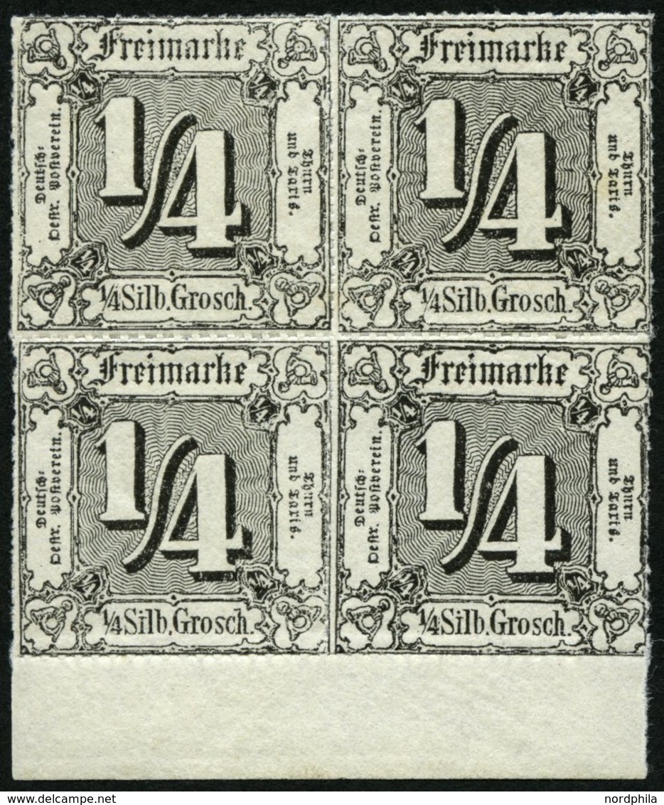 THURN Und TAXIS 35 VB **, 1865, 1/4 Gr. Schwarz Im Postfrischen Viererblock Mit Unterrand, Pracht - Otros & Sin Clasificación