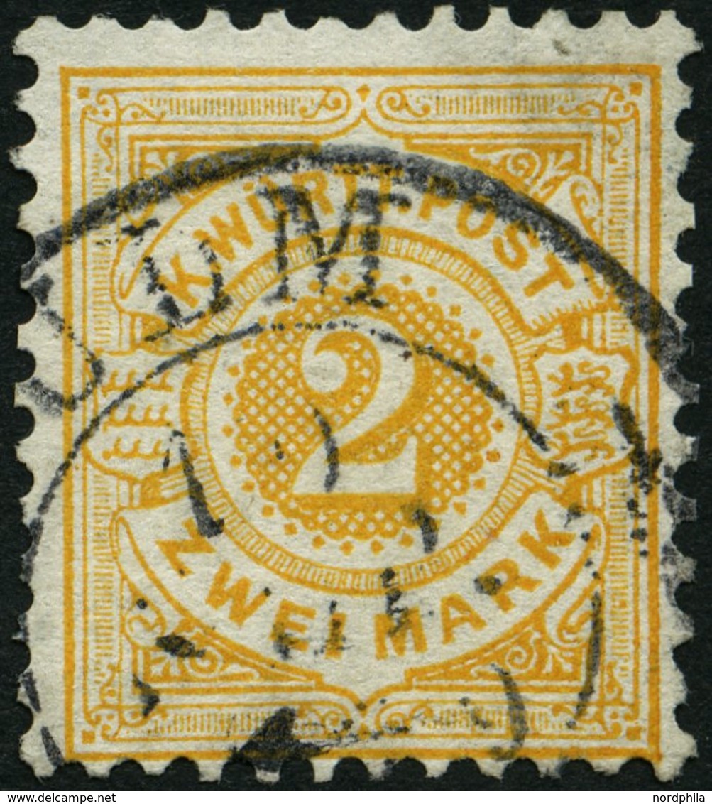 WÜRTTEMBERG 50 O, 1875, 2 M. Gelborange, Ein Paar Stumpfe Zähne Sonst Pracht, Mi. 340.- - Altri & Non Classificati