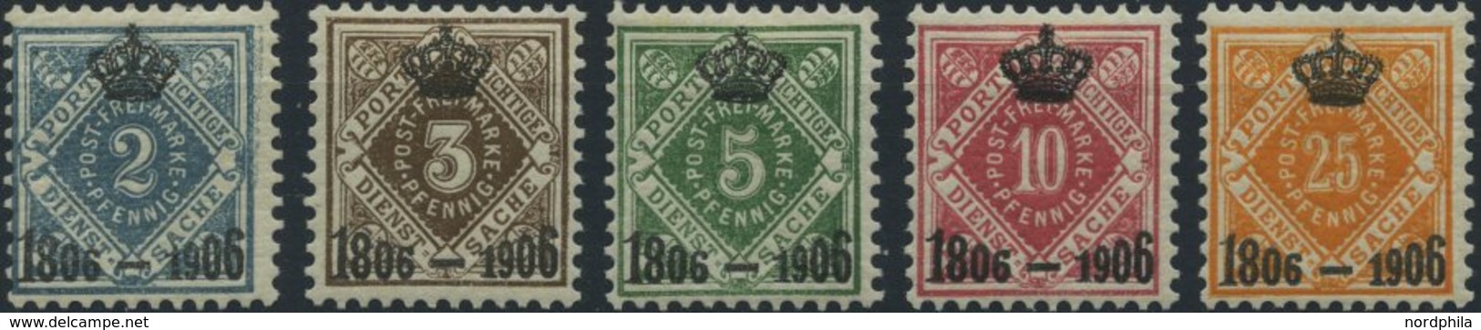 WÜRTTEMBERG 107-11 *, 1906, 100 Jahre Königreich, Falzrest, Prachtsatz, Mi. 150.- - Autres & Non Classés