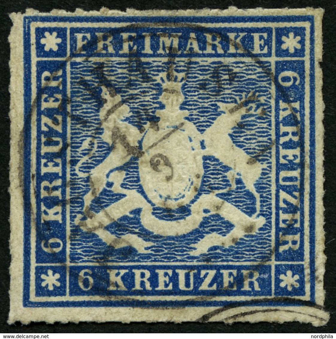 WÜRTTEMBERG 32a O, JAGSTHAUSEN, K3 Auf 6 Kr. Blau, Pracht, Gepr. Engel - Altri & Non Classificati