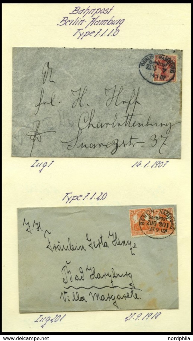 BAHNPOST Berlin-Hamburg (verschiedene Züge Und Typen) 1907-1938, 7 Belege Feinst - Máquinas Franqueo (EMA)