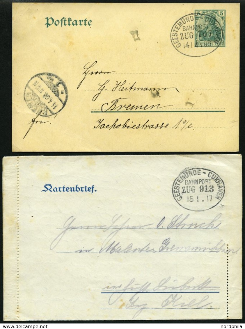 BAHNPOST Geestemünde-Cuxhaven (Zug 307,704,707 Und 913), 1897-1917, 4 Belege Feinst - Macchine Per Obliterare (EMA)