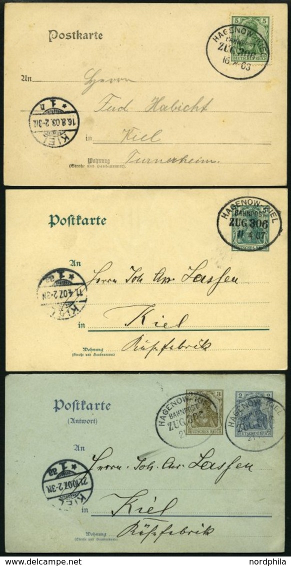 BAHNPOST Hagenow-Kiel (Zug 306), 1903-1907, 3 Prachtkarten - Máquinas Franqueo (EMA)