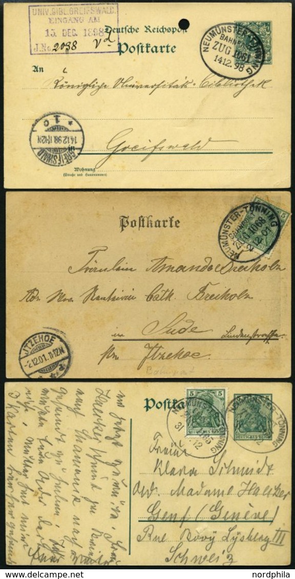 BAHNPOST Neumünster-Tönning (verschiedene Züge), 1895-1912, 7 Karten Feinst/Pracht - Frankeermachines (EMA)