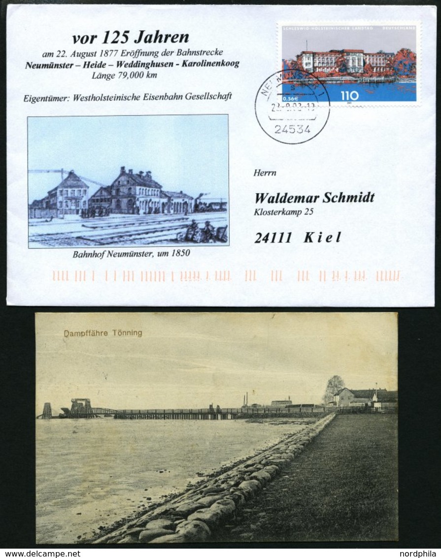 BAHNPOST Neumünster-Tönning (verschiedene Züge), 1895-1912, 7 Karten Feinst/Pracht - Macchine Per Obliterare (EMA)