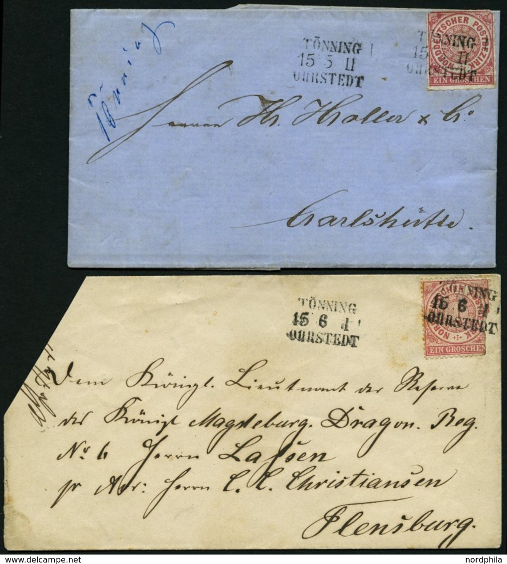 BAHNPOST NDP 4,16 BRIEF, Tönning-Ohrstedt, L3 Auf 2 Briefen Mit 1 Gr. Karmin Von 1868 Und 1869, Feinst/Pracht - Macchine Per Obliterare (EMA)