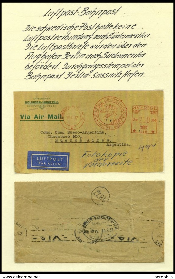 BAHNPOST Luftpost-Bahnpost, 1937-1963, 4 Verschiedene Belege, Dabei Feldpostbrief Nach Leningrad, Feinst/Pracht - Macchine Per Obliterare (EMA)