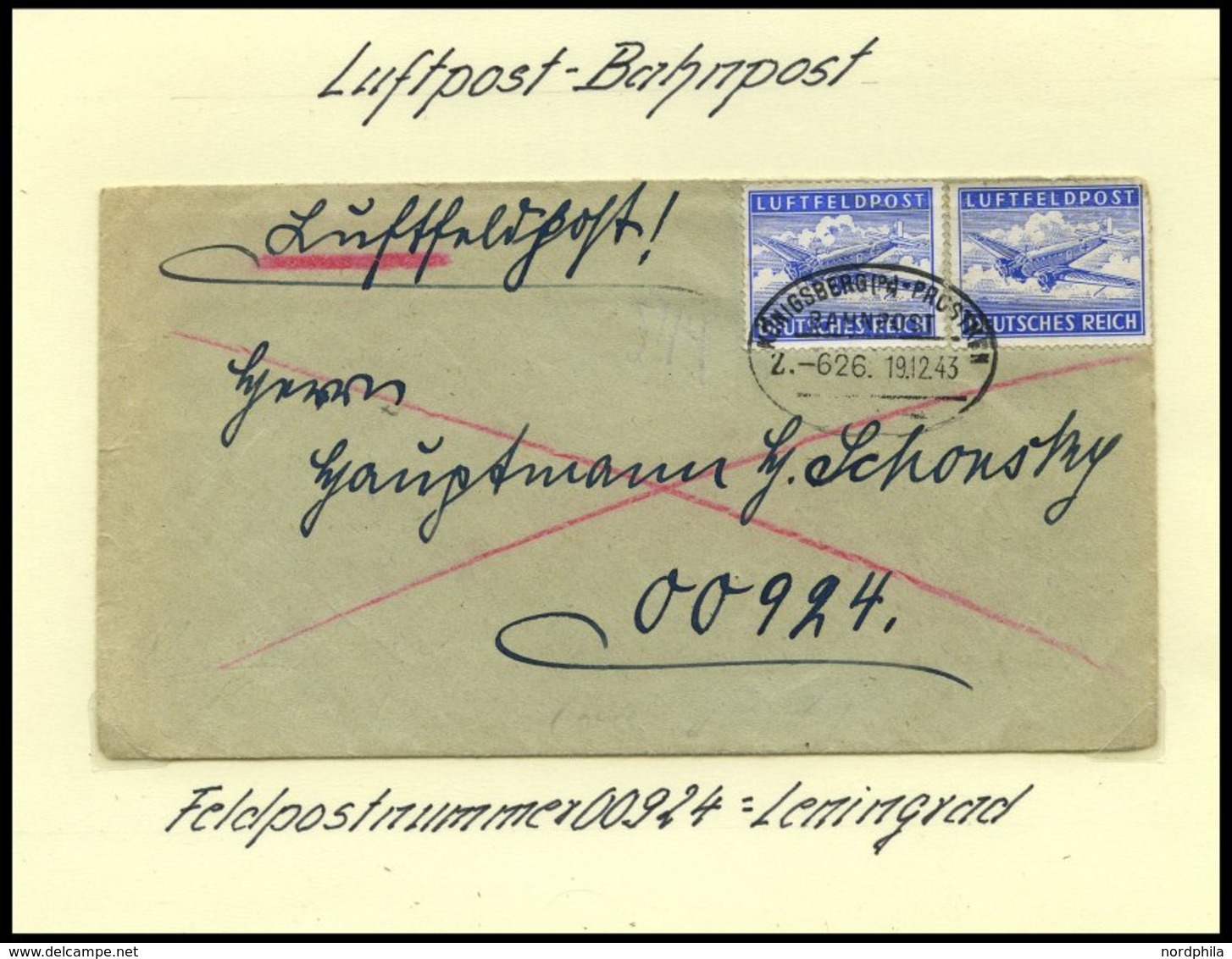 BAHNPOST Luftpost-Bahnpost, 1937-1963, 4 Verschiedene Belege, Dabei Feldpostbrief Nach Leningrad, Feinst/Pracht - Máquinas Franqueo (EMA)