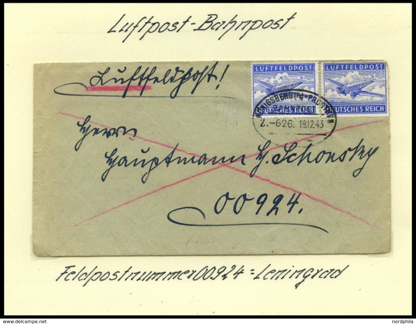 BAHNPOST Luftpost-Bahnpost, 1937-1963, 4 Verschiedene Belege, Dabei Feldpostbrief Nach Leningrad, Feinst/Pracht - Machines à Affranchir (EMA)