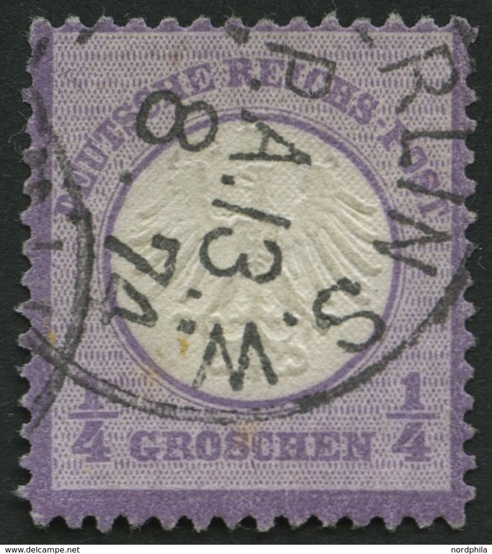 Dt. Reich 1 O, 1872, 1/4 Gr. Grauviolett, Normale Zähnung, Pracht, Gepr. Pfenninger, Mi. 120.- - Usati