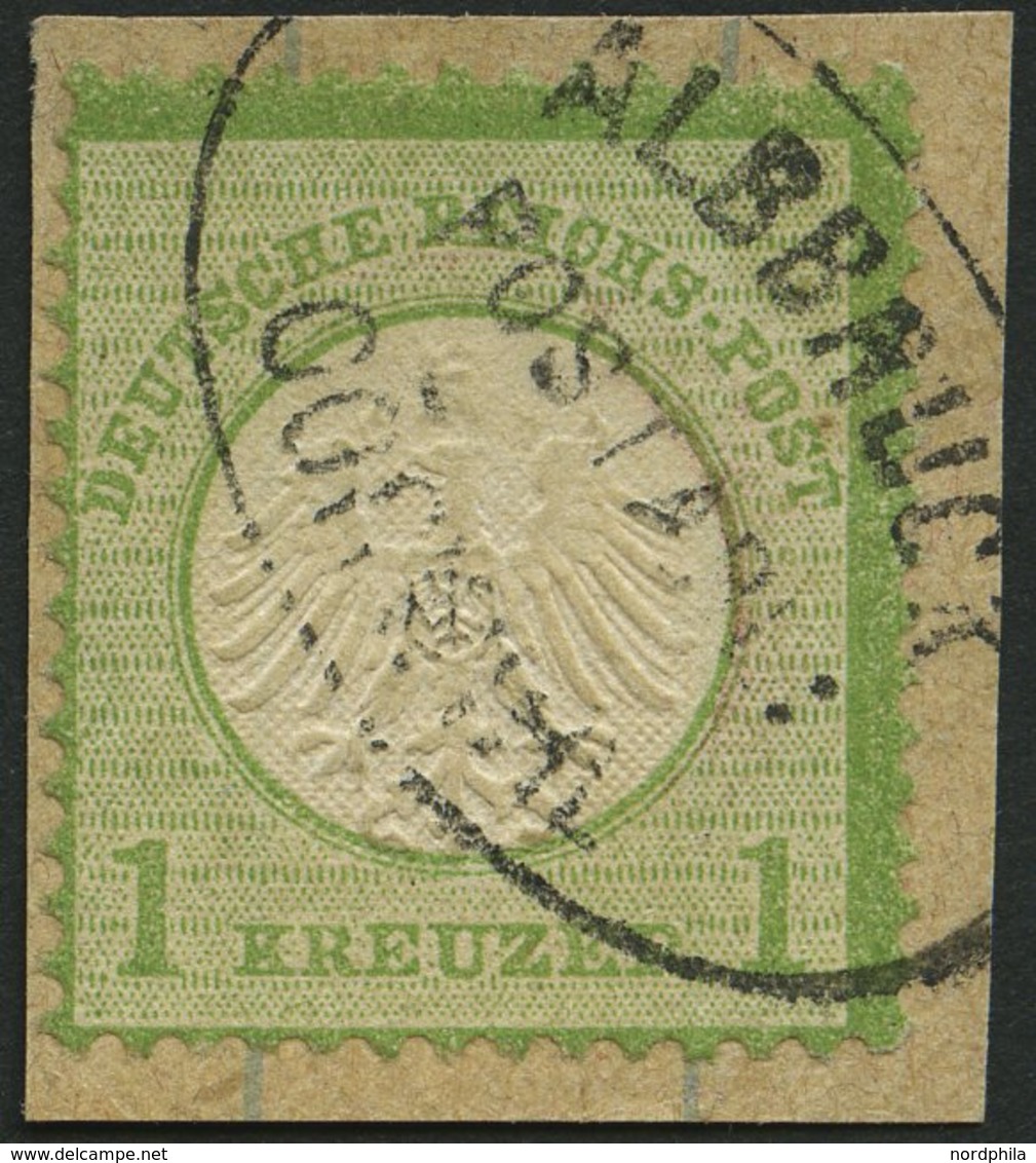 Dt. Reich 7 BrfStk, 1872, 1 Kr. Gelblichgrün Mit Badischem Postablagestempel ALBBRUCK/GÖRWIHL, Prachtbriefstück, R!, Fot - Gebruikt