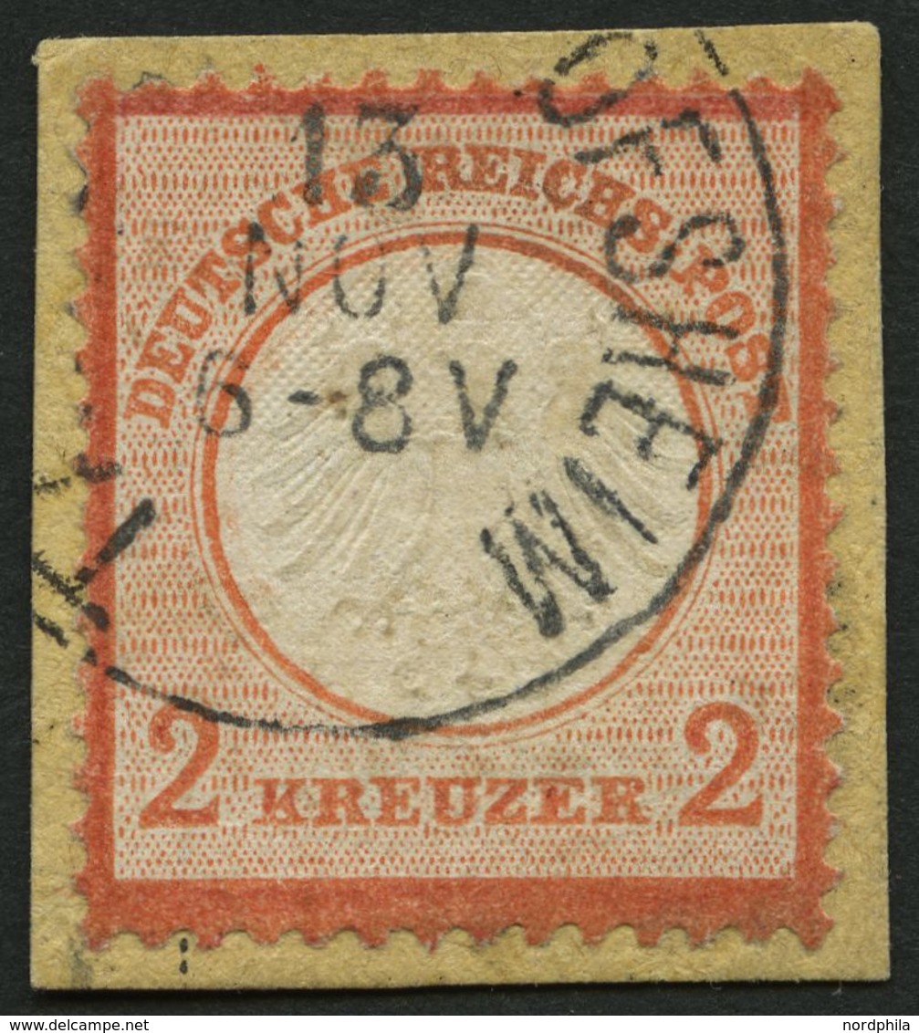 Dt. Reich 8 BrfStk, 1872, 2 Kr. Rötlichorange Auf Knappem Briefstück, K1 TAUBERBISCHOFSHEIM, Pracht, Signiert, Mi. 400.- - Usados