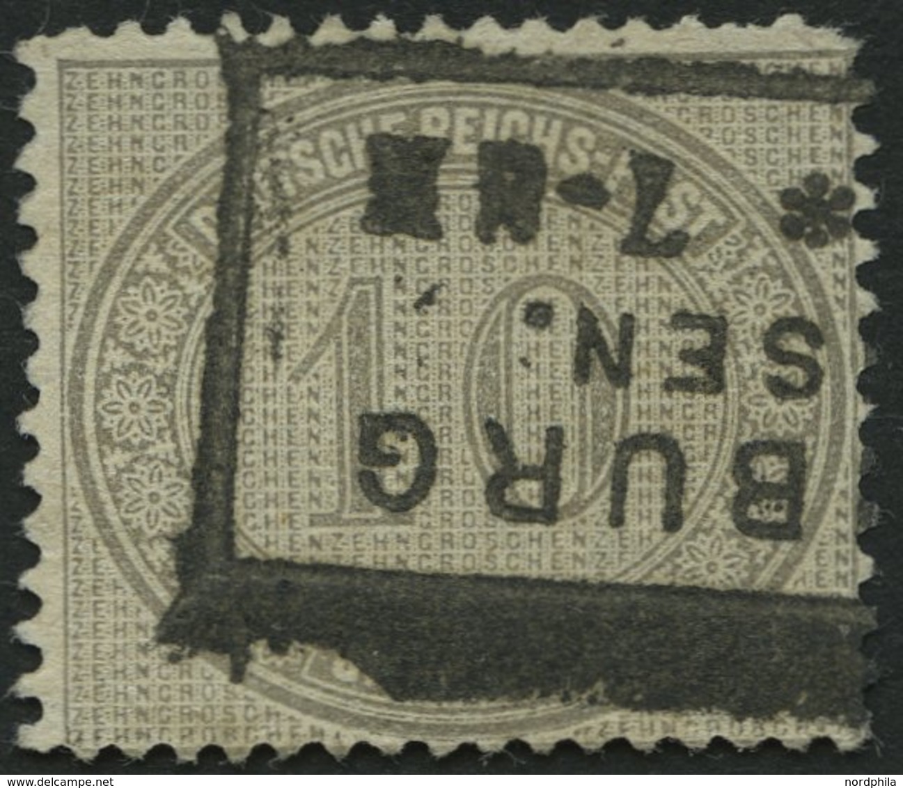 Dt. Reich 12 O, 1872, 10 Gr. Hellgraubraun, R3 WALDENBURG I/SACHSEN, Rechts Kleiner Zahnfehler Sonst Farbfrisch Pracht,  - Gebruikt