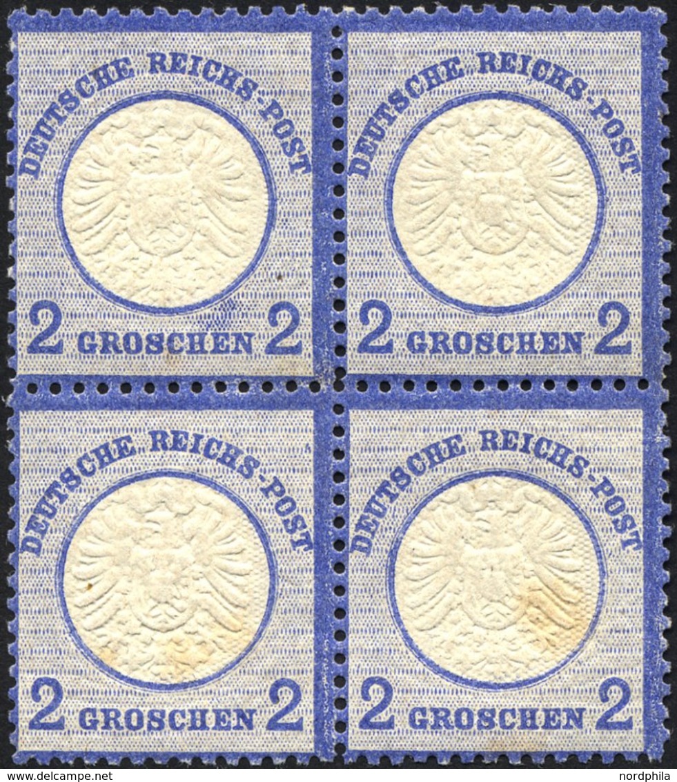 Dt. Reich 20 VB *, **, 1872, 2 Gr. Ultramarin Im Viererblock, 2 Werte Leichte Stockflecken Sonst Pracht - Gebruikt