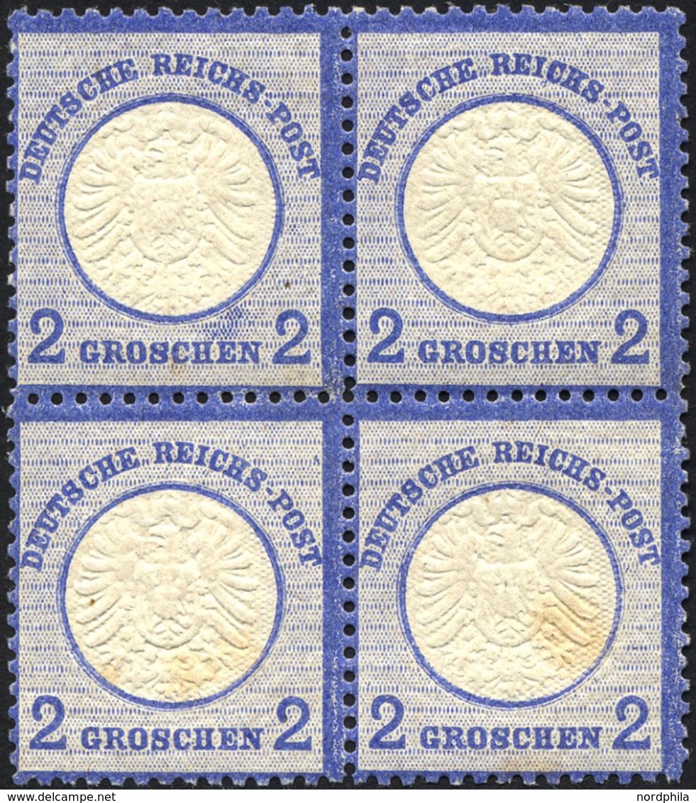Dt. Reich 20 VB *, **, 1872, 2 Gr. Ultramarin Im Viererblock, 2 Werte Leichte Stockflecken Sonst Pracht - Oblitérés