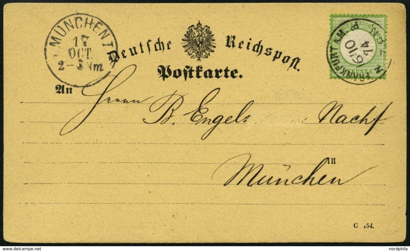 Dt. Reich 23a BRIEF, 1874, 1 Kr. Gelblichgrün Mit Feldmerkmal Der Fuß Der Linken Wertziffer Ist Hell, Nicht Gefärbt! Auf - Used Stamps