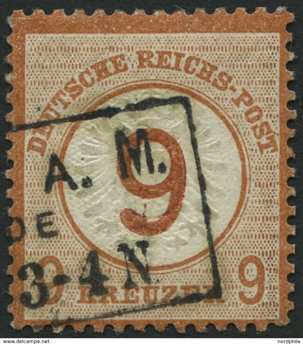 Dt. Reich 30 O, 1874, 9 Auf 9 Kr. Braunorange, Bugspur Sonst Pracht, Mi. 600.- - Gebruikt