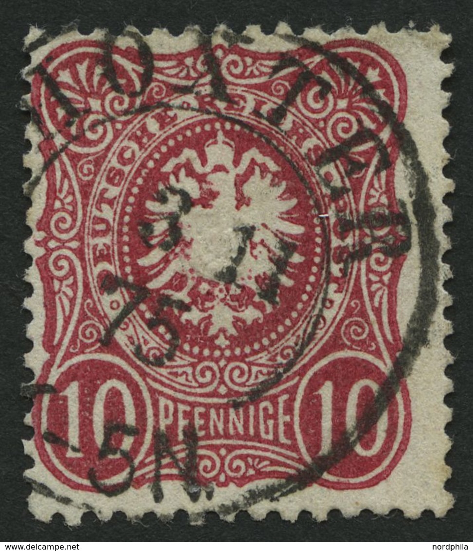 Dt. Reich 33aa O, 1875, 10 Pfe. Blutrot, Zentrischer K2 HÖXTER, Pracht, Gepr. Zenker, Mi. 250.- - Gebruikt