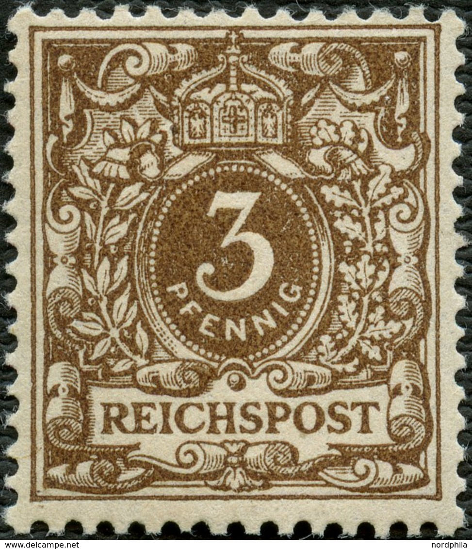 Dt. Reich 45a **, 1889, 3 Pf. Braun, Postfrisch, Pracht, Gepr. Zenker Und Fotoattest Jäschke-L., Mi. 400.- - Gebruikt