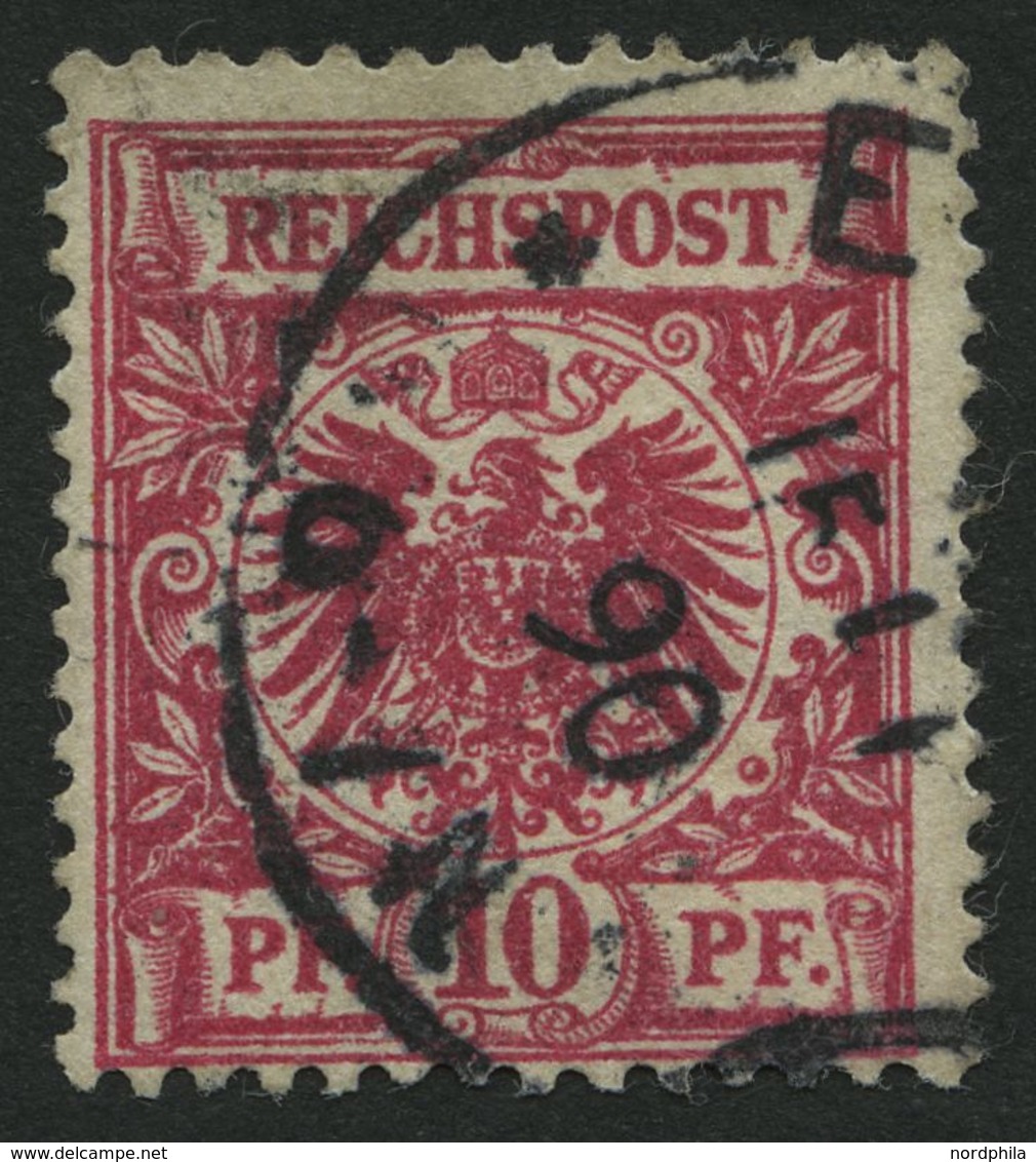 Dt. Reich 47aa O, 1889, 10 Pf. Lilakarmin, Normale Zähung, Pracht, Gepr. Petry, Mi. 100.- - Gebruikt