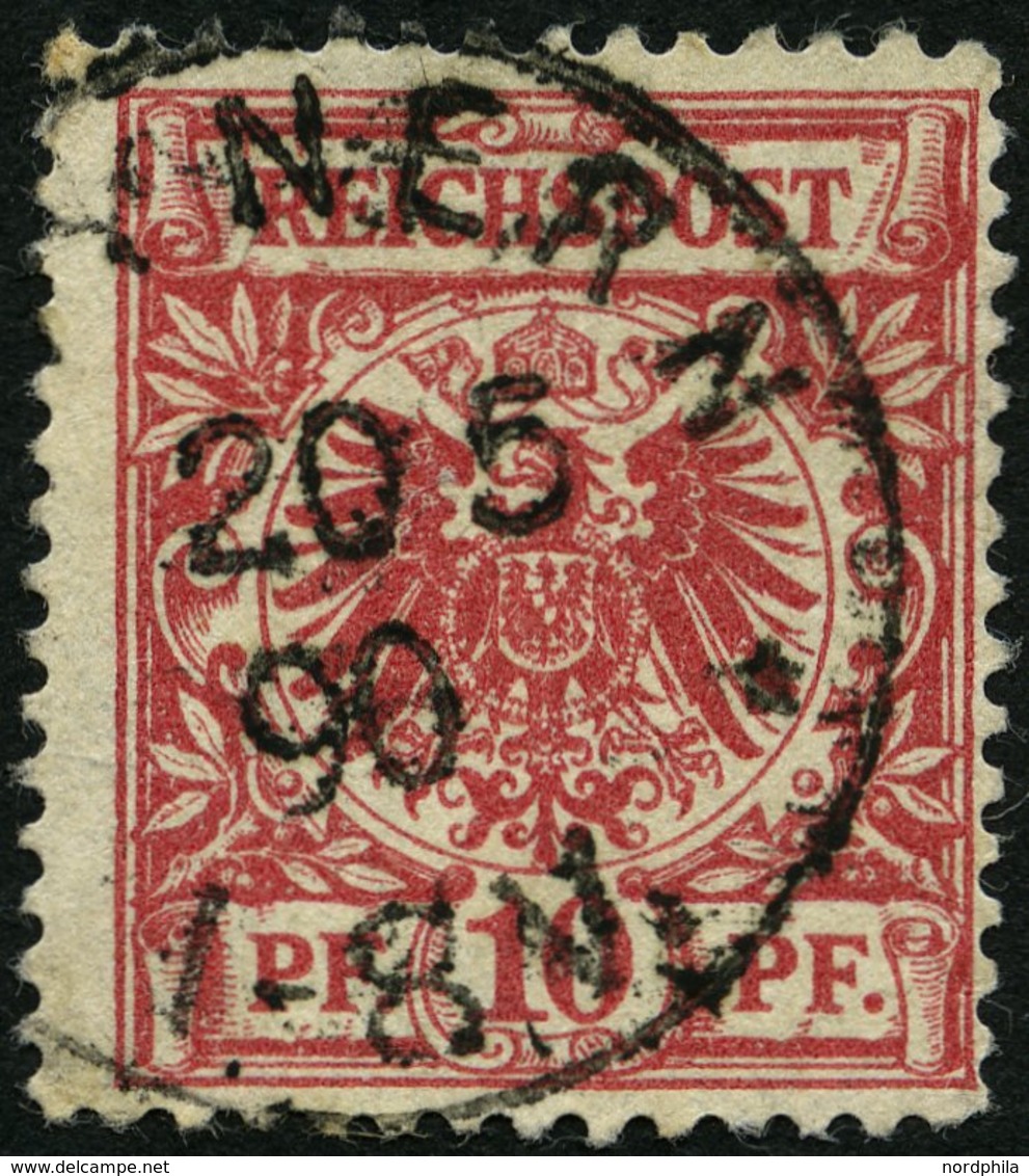 Dt. Reich 47ba O, 1890, 10 Pf. Lebhaftrosarot, üblich Gezähnt Pracht, Gepr. Wiegand, Mi. 60.- - Used Stamps