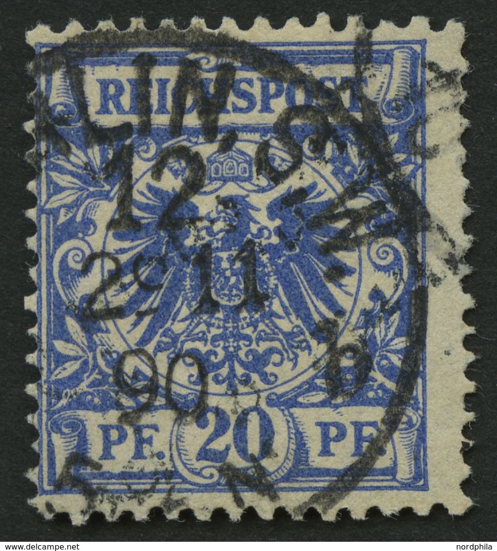 Dt. Reich 48aa O, 1889, 20 Pf. Lebhaftlilaultramarin, Pracht, Gepr. Zenker, Mi. 90.- - Usati