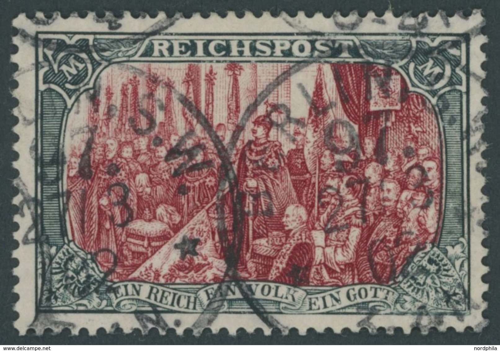 Dt. Reich 66II O, 1900, 5 M. Reichspost, Type II, Stempel BERLIN S.W. 97, Pracht, Gepr. Pfenninger, Mi. 500.- - Altri & Non Classificati