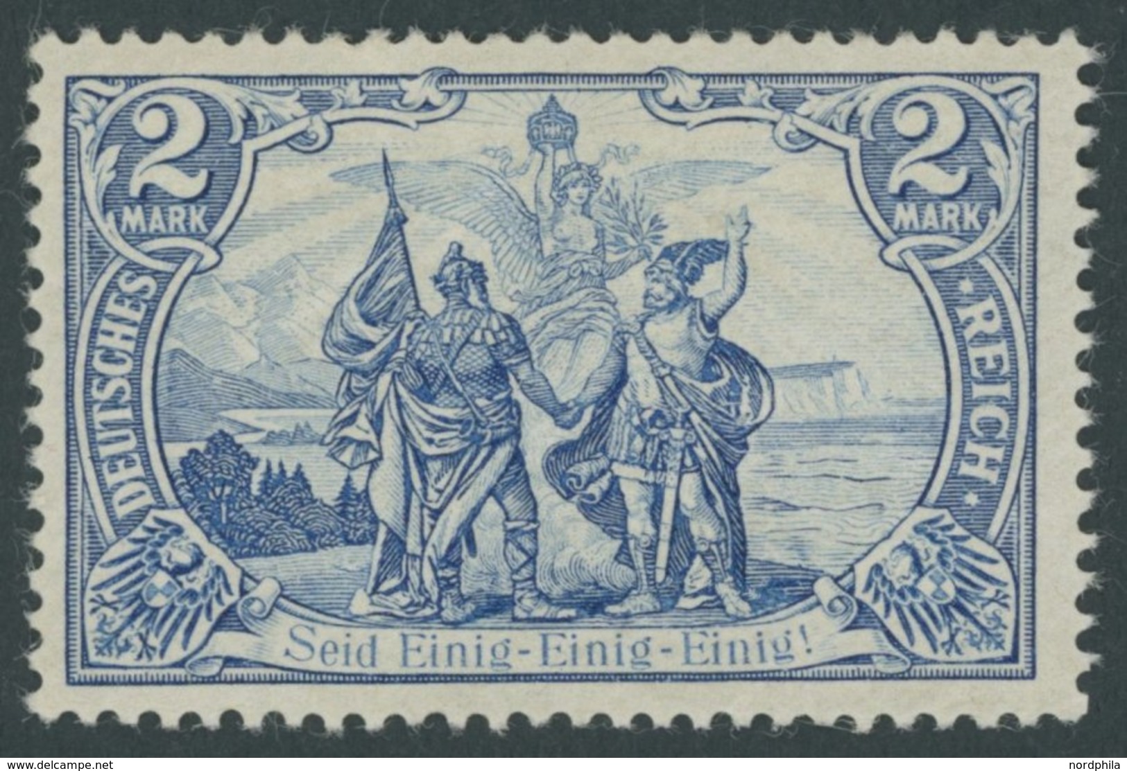 Dt. Reich 82B *, 1902, 2 M. Schwärzlichblau,gezähnt B, Falzreste, Leichte Gummiknitter, Feinst, Mi. 1300.- - Andere & Zonder Classificatie