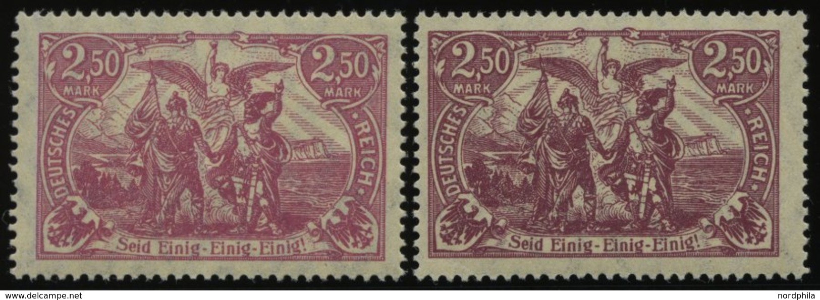 Dt. Reich 115a,d **, 1920, 2.50 M. Rosalila Und Dunkelpurpur, 2 Prachtwerte, Gepr. Infla, Mi. 65.- - Gebruikt