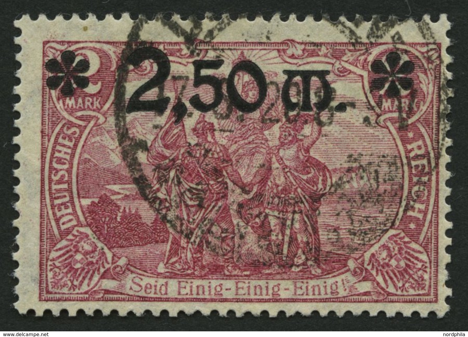 Dt. Reich 118b O, 1920, 2.50 M. Auf 2 M. Lilarosa, Pracht, Gepr. Dr. Oechsner, Mi. 250.- - Usados