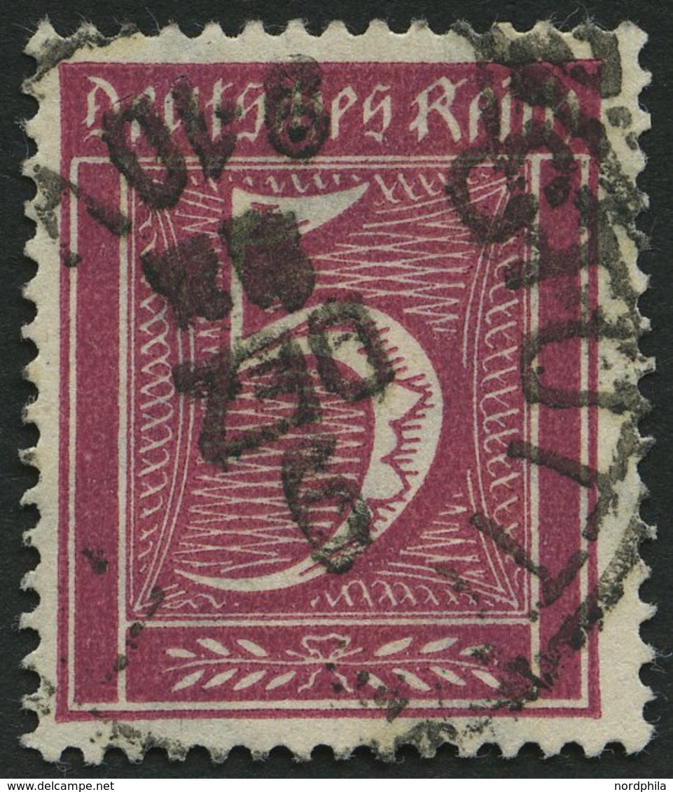 Dt. Reich 177 O, 1922, 5 Pf. Lilakarmin, Wz. 2, Winzige Knitterspur Sonst Pracht, Gepr. Infla, Mi. 260.- - Gebruikt