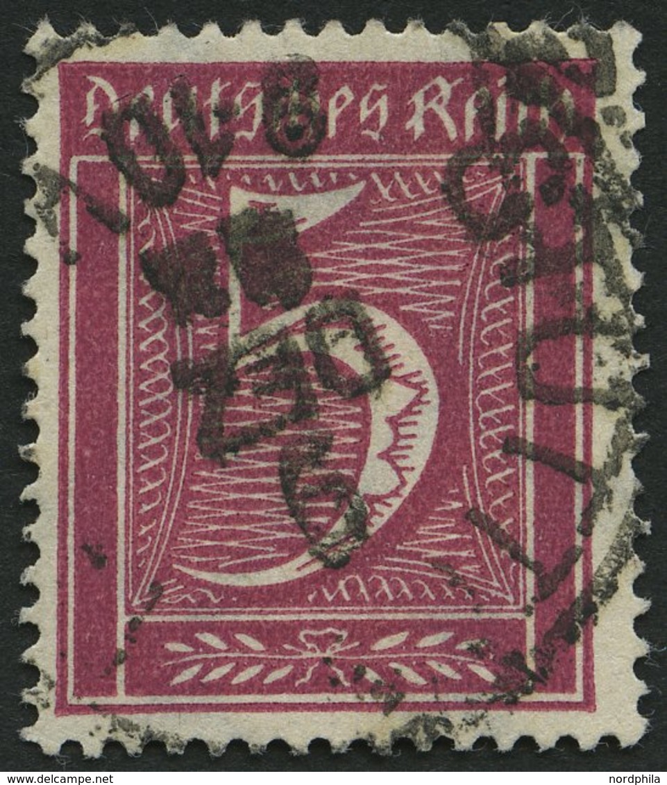 Dt. Reich 177 O, 1922, 5 Pf. Lilakarmin, Wz. 2, Winzige Knitterspur Sonst Pracht, Gepr. Infla, Mi. 260.- - Usati