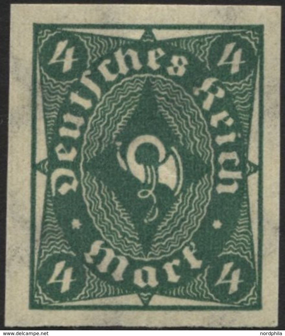 Dt. Reich 226aU **, 1922, 4 M. Dunkelgrün, Ungezähnt, Pracht, Mi. 100.- - Usados