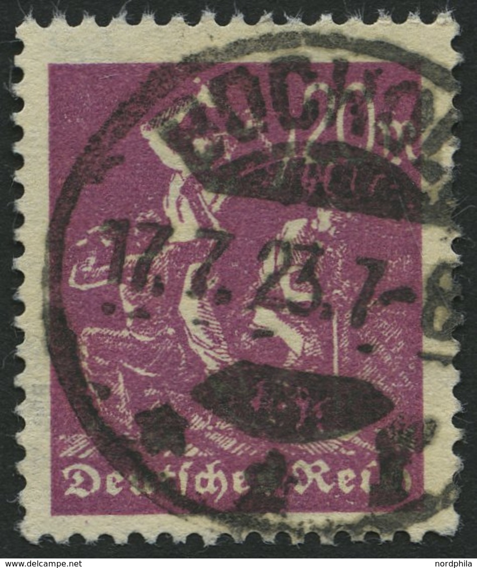 Dt. Reich 241Y O, 1923, 20 Pf. Braunlila, Liegendes Wz., Kleiner Zahnfehler Sonst Pracht, Gepr. Bechtold (voll Signiert) - Usados