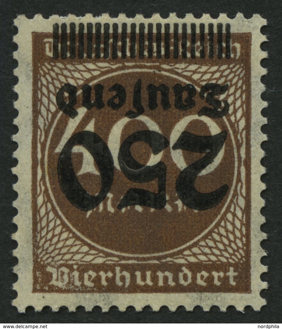 Dt. Reich 294K *, 1923, 250 Tsd. Auf 400 M. Dunkelorangebraun, Kopfstehender Aufdruck, Falzrest, Pracht - Usados