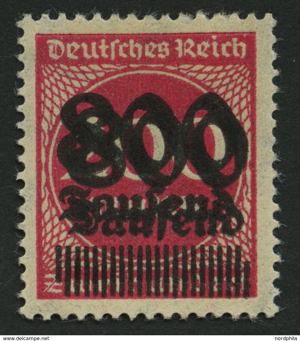 Dt. Reich 303ADD *, 1923, 800 Tsd. Auf 200 M. Lilarot, Doppeldruck, Falzreste, Pracht, Mi. 100.- - Gebruikt