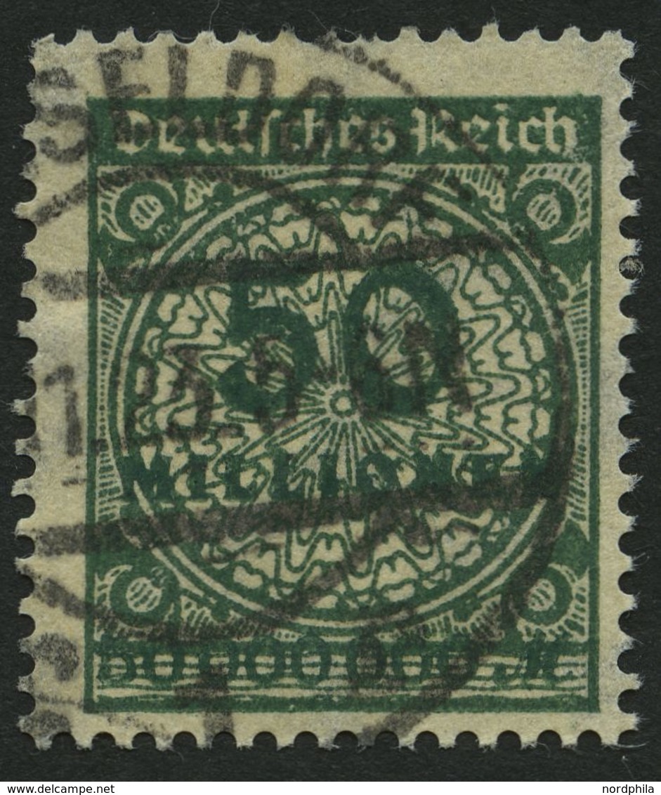 Dt. Reich 321Wb O, 1923, 50 Mio. M. Blaugrün, Walzendruck, üblich Gezähnt Pracht, Gepr. Infla, Mi. 65.- - Usados