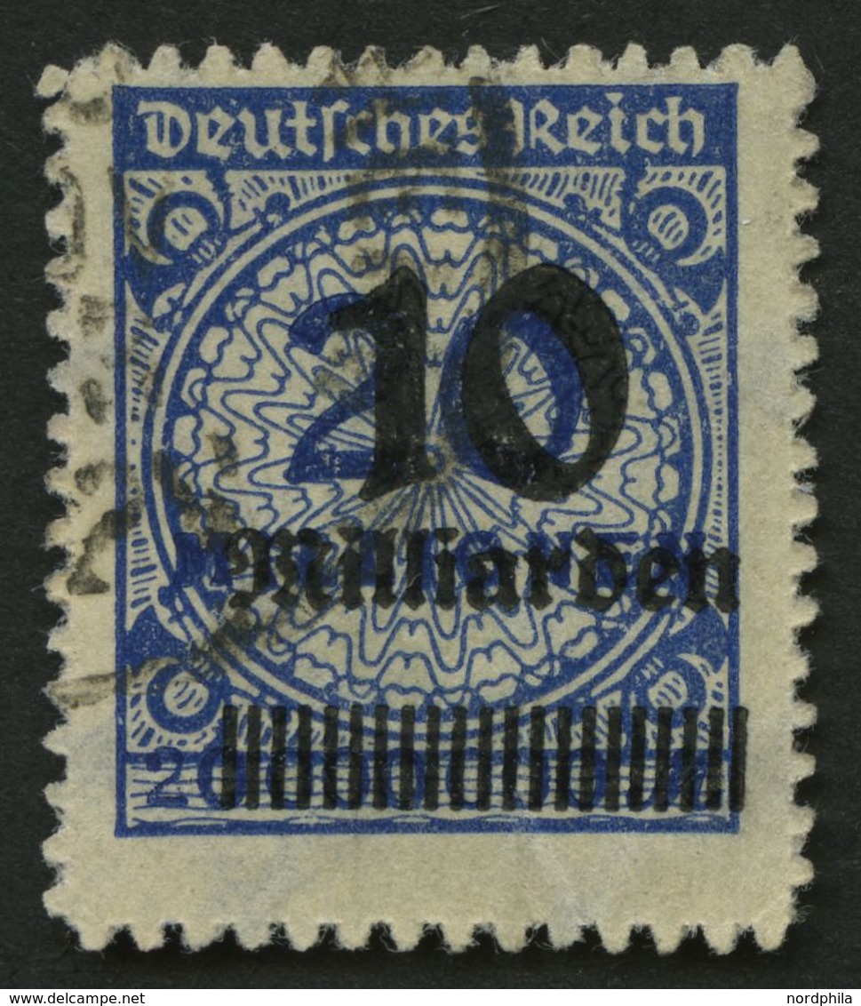 Dt. Reich 335B O, 1923, 10 Mrd. Auf 20 Mio. M. Dunkelviolettultramarin, Durchstochen, Pracht, Gepr. Winkler, Mi. 140.- - Gebruikt