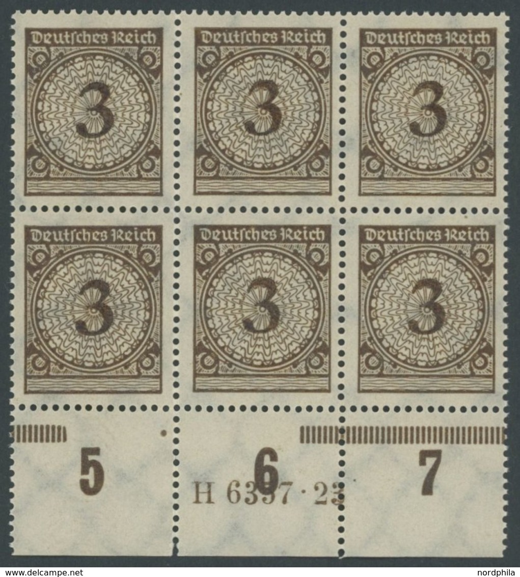 Dt. Reich 338Pa HAN **, 1923, 3 Pf. Dunkelorangebraun, Plattendruck, Im Unterrandsechserblock Mit HAN H 6357.23, Postfri - Usati